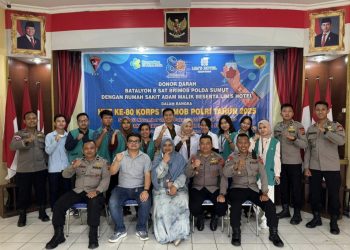 Batalyon B Satbrimob Polda Sumut Gelar Donor Darah Sambut HUT ke-80 Korps Brimob Polri.