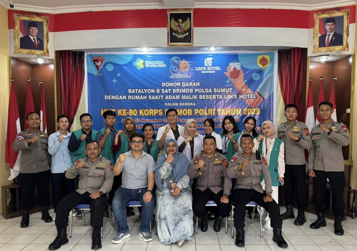 Batalyon B Satbrimob Polda Sumut Gelar Donor Darah Sambut HUT ke-80 Korps Brimob Polri.